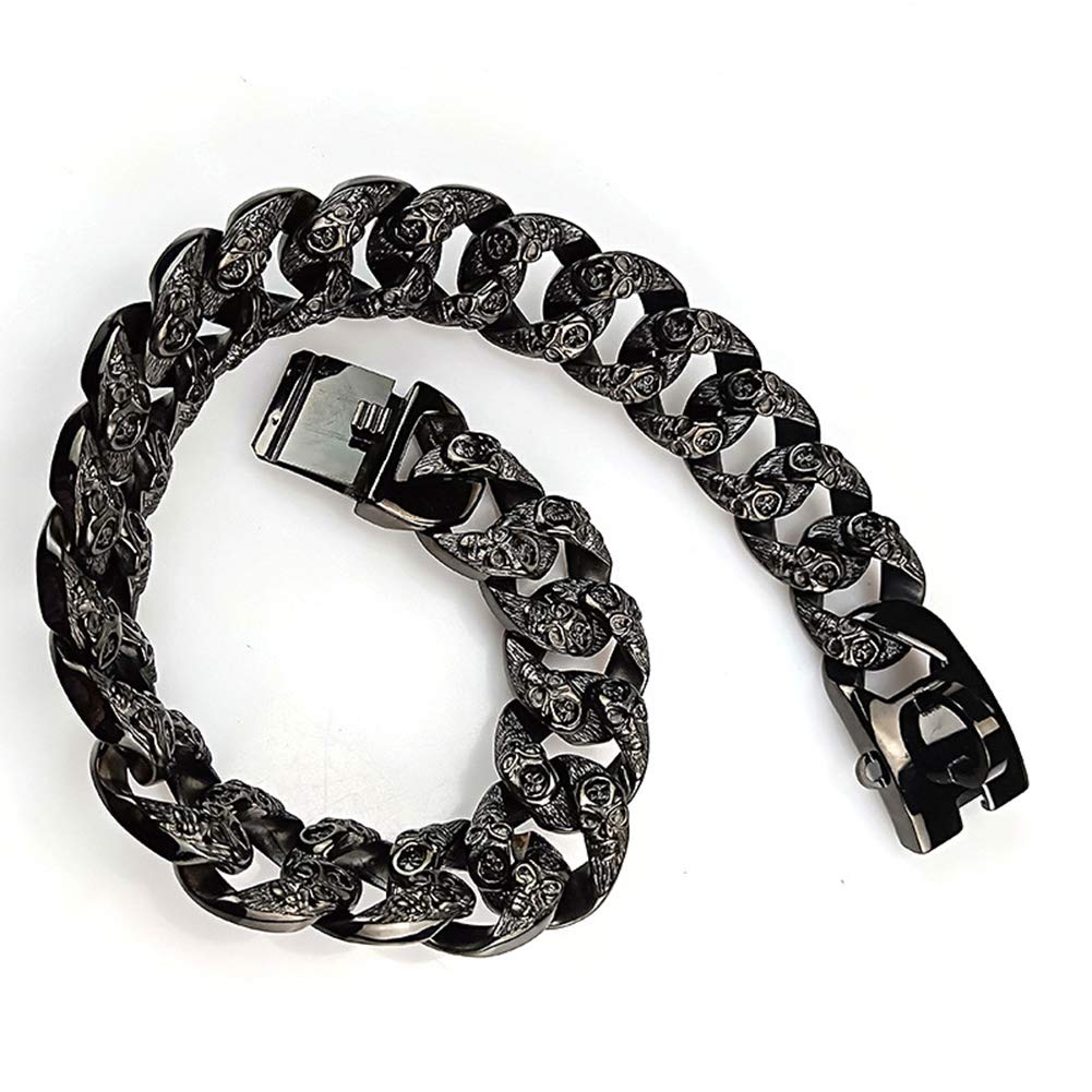 Collar de Perro Negro de 32 mm de Ancho, Collar de Entrenamiento de Bloqueo de Collar de Perro Resistente de Acero Inoxidable 316L para Perros Grandes/medianos 55CM