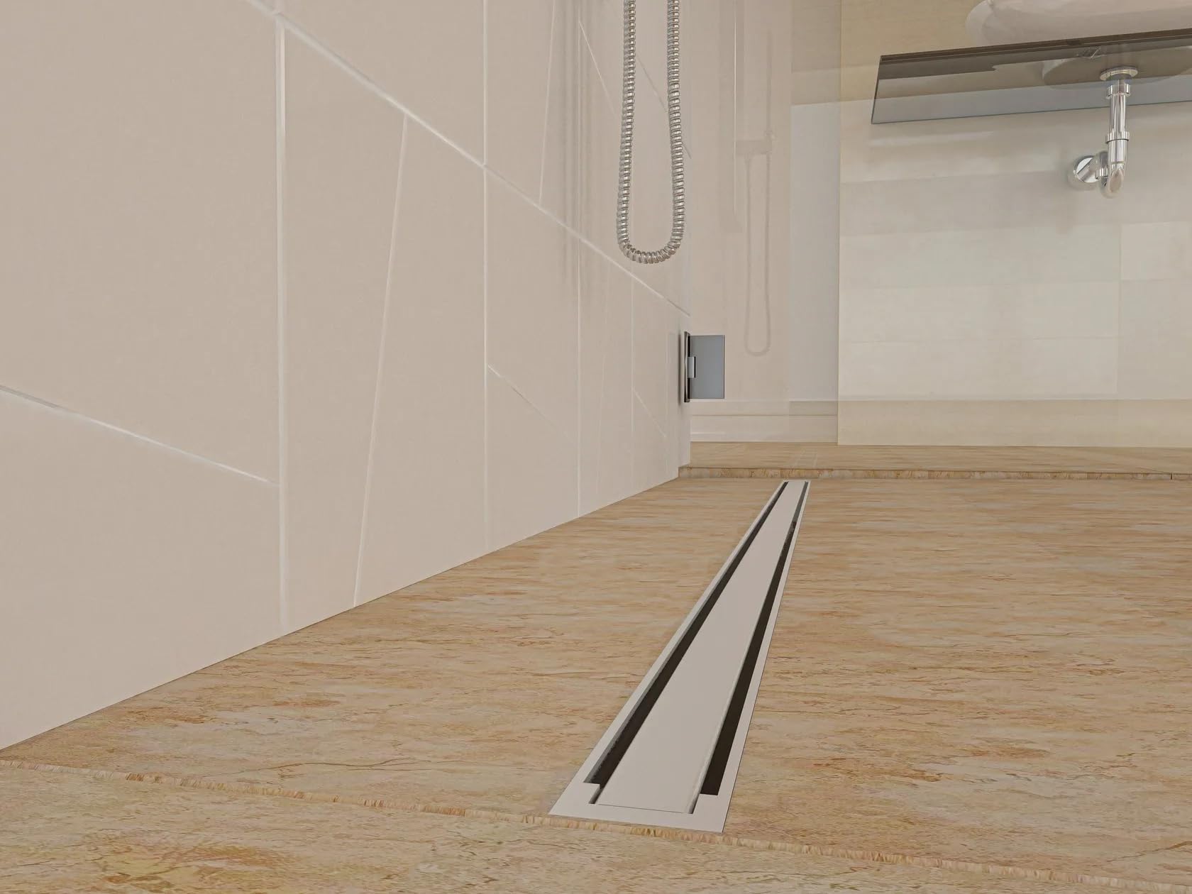 Bonomini Canalissima Scarico Doccia Lineare 120 cm con Uscita Laterale, Acciaio Inox AISI 316, Griglia Double Face Piastrellabile, Canaletta Doccia Filo Pavimento