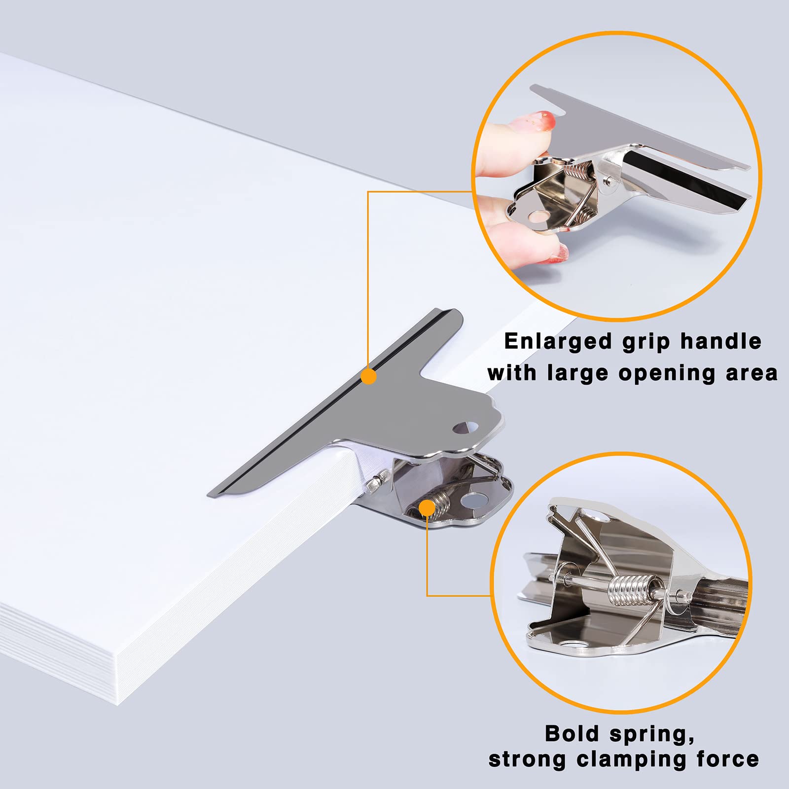 90mm Bulldog Clip Raccoglitore, 10 Pezzi Metallo, 4 Pollici Binder Clip Grandi, Silver per Ufficio Scuola