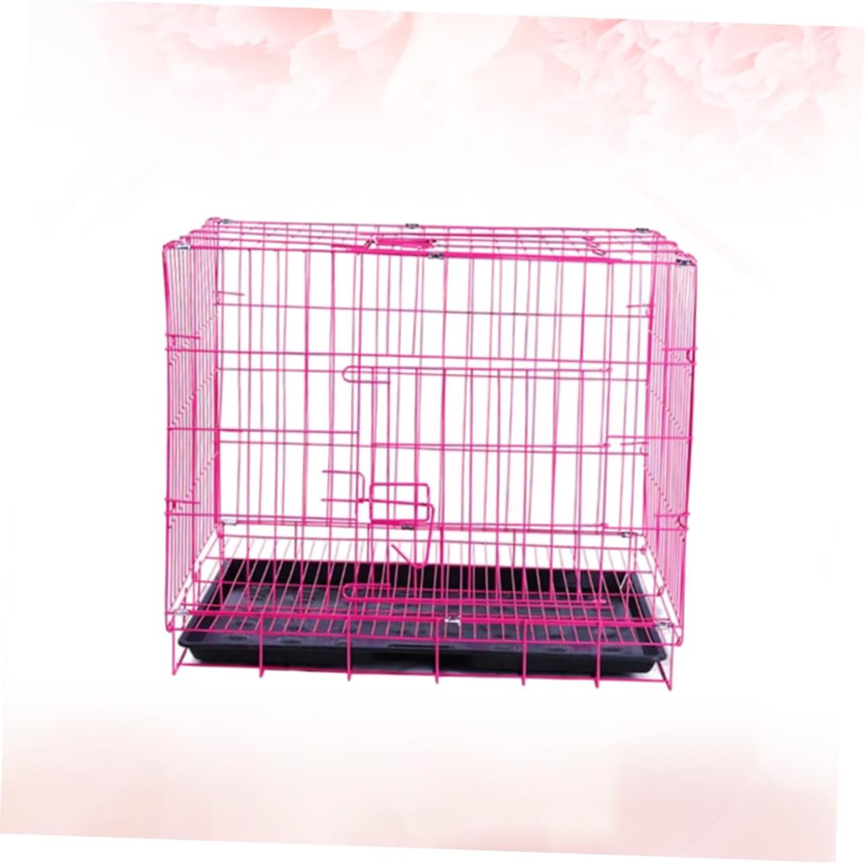 VICASKY Foldable Dog Cage for Medium Dogs Portable Steel PET Cage with Removable Cover Indoor/Outdoor Use Pink
