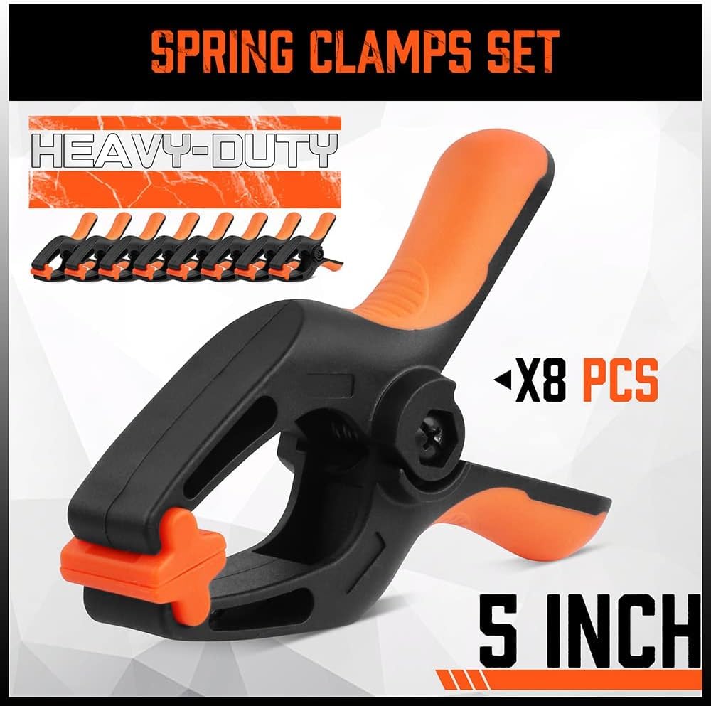 HORUSDY 8-Pack Spring Clamps Heavy Duty, 5-inch Large Plastic Clamps for Crafts with 2-3/8Inch Jaw Opening for DIY Gluing - Image 2