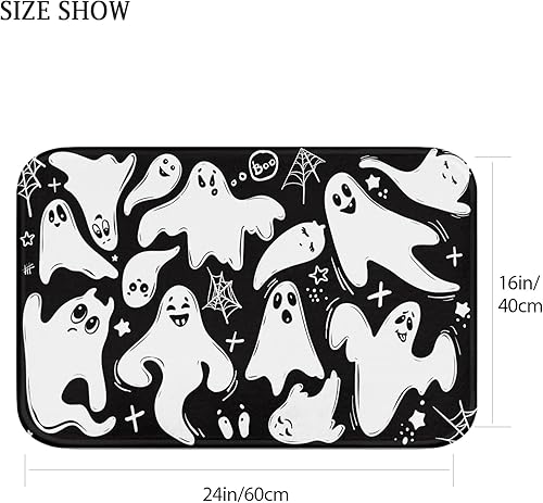 Miniatura 10 de Britimes Tapete de baño de Halloween para baño, castillo bajo tumbas nocturnas naranjas, tapete de baño antideslizante, tapete de piso de 16 x 24