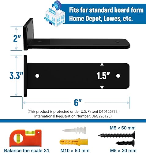 Miniatura 16 de LEOPO Paquete de 6 soportes flotantes de 12 pulgadas, soporte de estante industrial rústico de 1/5 pulgadas de grosor, soporte de metal oculto