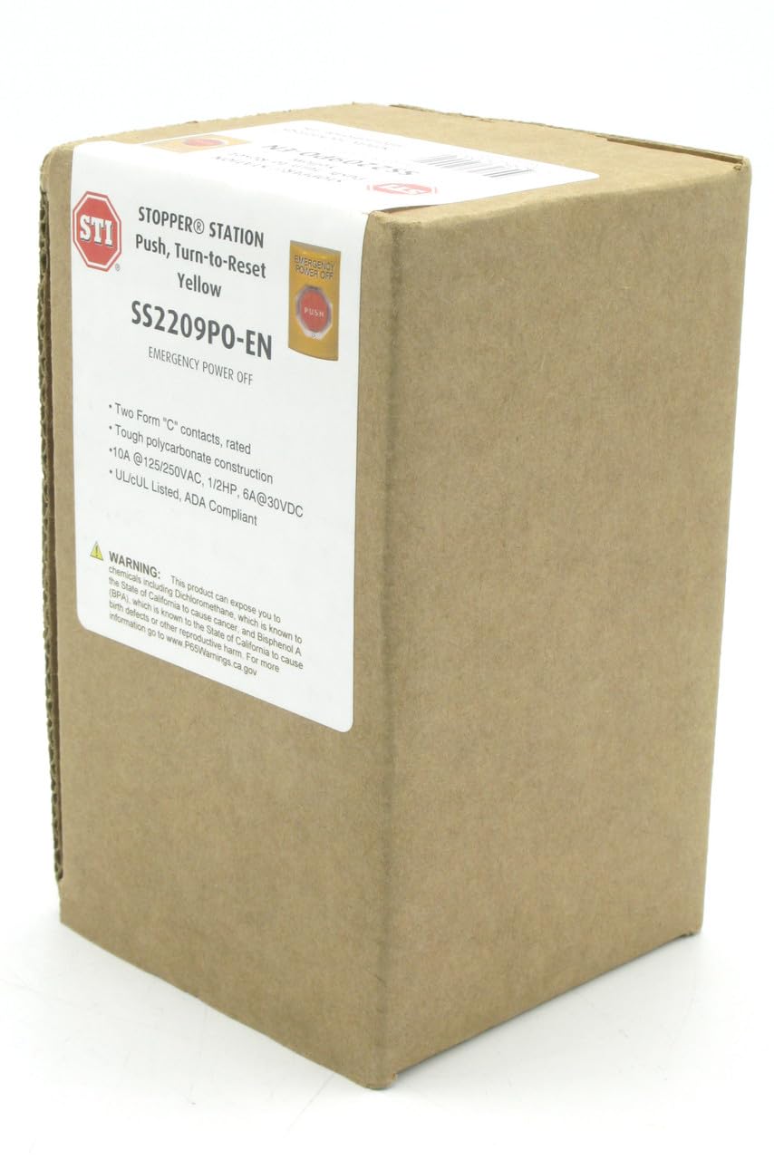 Safety Technology International, Inc. SS2209PO-EN Stopper® Station Push Button, Turn-to-Reset, Yellow, Emergency Power Off Label