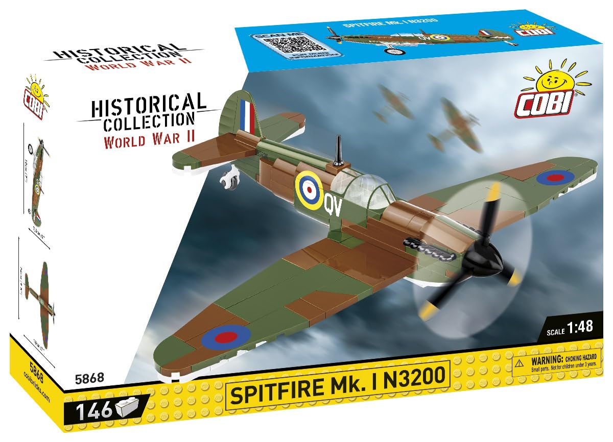 Cobi-5868 HC WWII Spitfire MK.I N3200 146 KL. Plane 146pcs