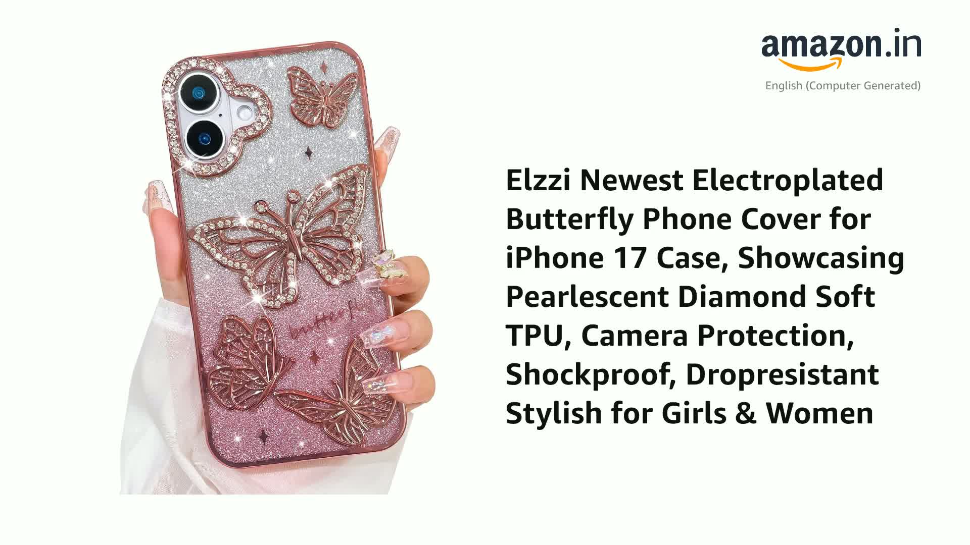 iPhoneアクセサリー B elle Elzzi Electroplated Butterfly Phone Cover for iPhone 17 Case