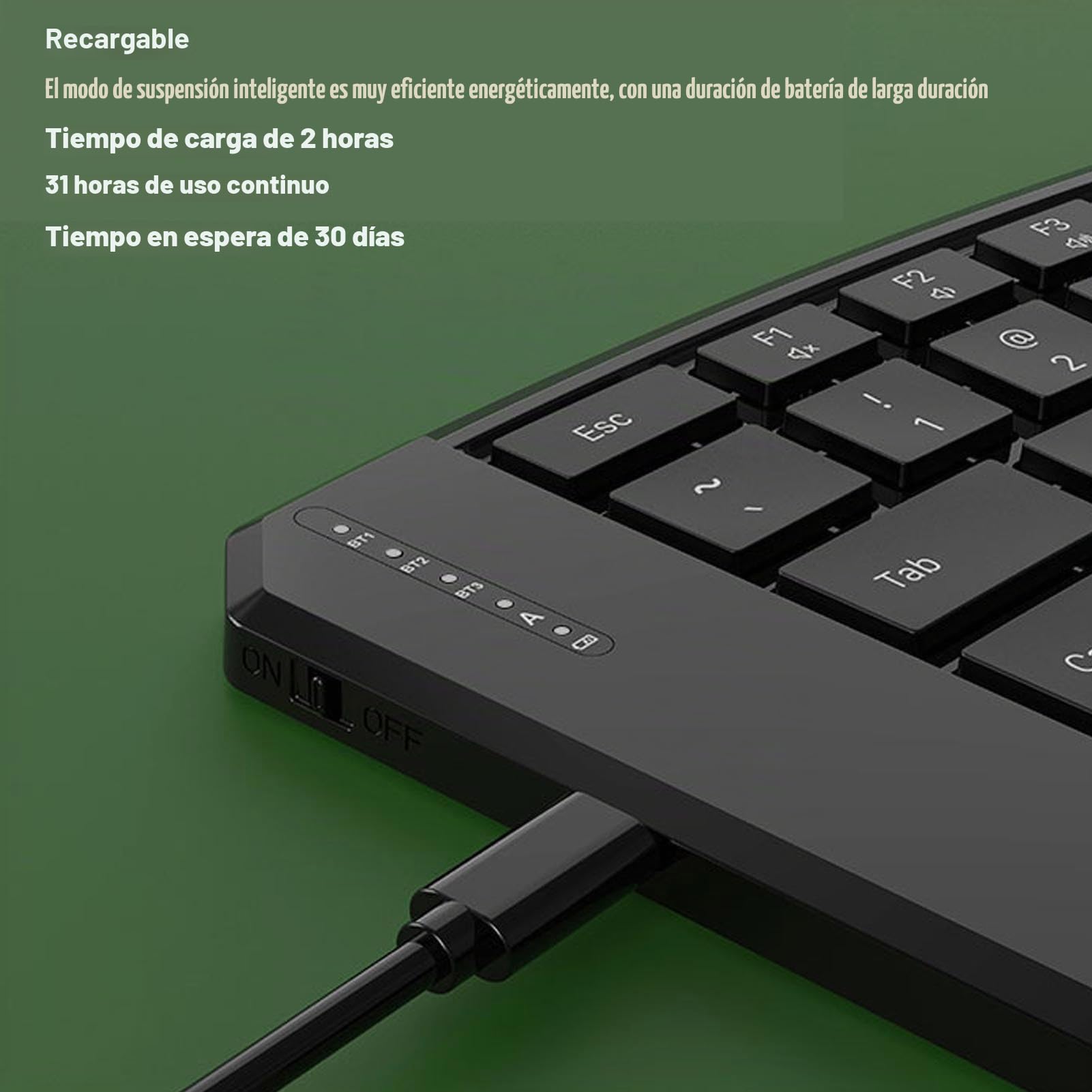 Tosuny Teclado Ergonómico Plegable, Teclado Ergonómico Dividido Bluetooth 5.0 Portable Inalámbrico con Teclas de Tijera Silenciosa, para Negocios de Viajes, Compatible con Laptop,