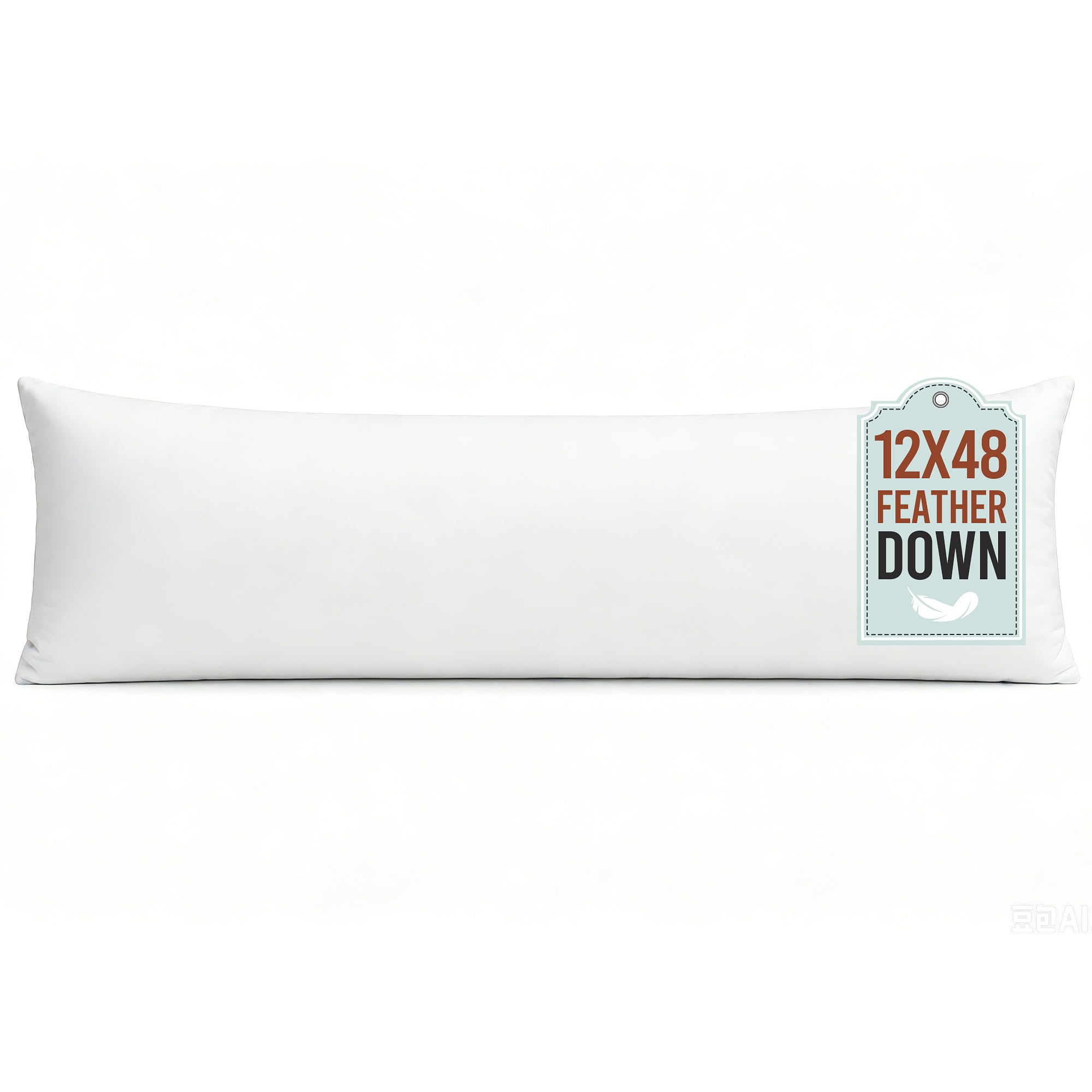 puredown® 12x48 Feather Down Pillow Insert, Set of 1 Large Lumbar Pillow Inserts for or Bed Cushion Couch Sofa, Decorative Long Pillow Insert with Down-Proof Cover
