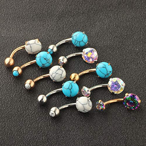 kowaku 10 Peças de Zircão de aço Piercing Joias Bola Lábio Língua Barra Anel Halter