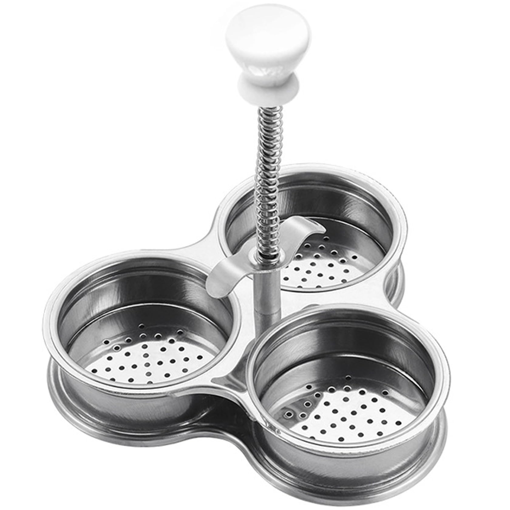 Escalfador de huevos con 3 tazas de acero inoxidable y mango de ABS para desayuno