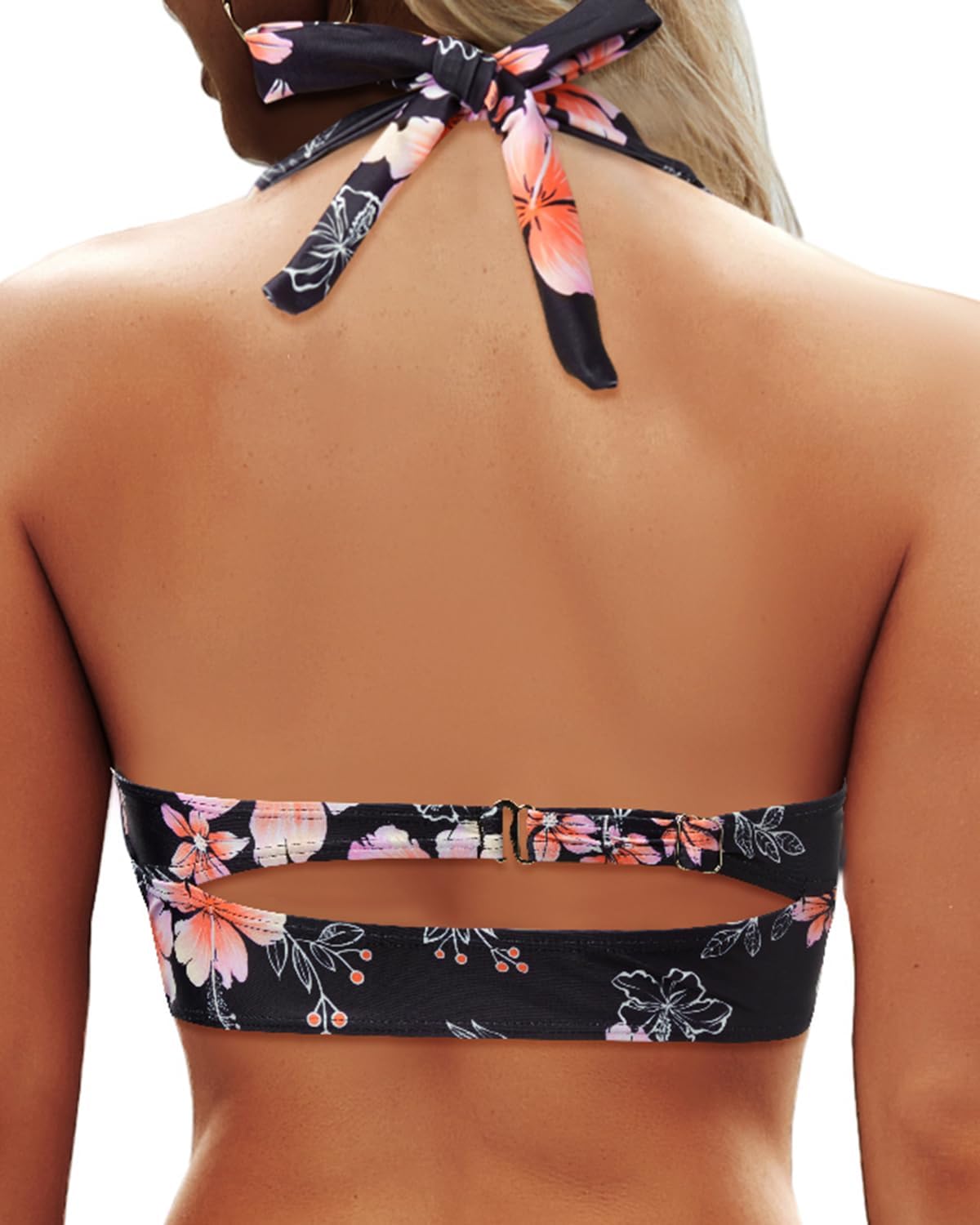 Yonique Women Halter Bikini Top Only Retro Swimsuit Top Push Up Bathing Suit Top No Bottom - Image 3