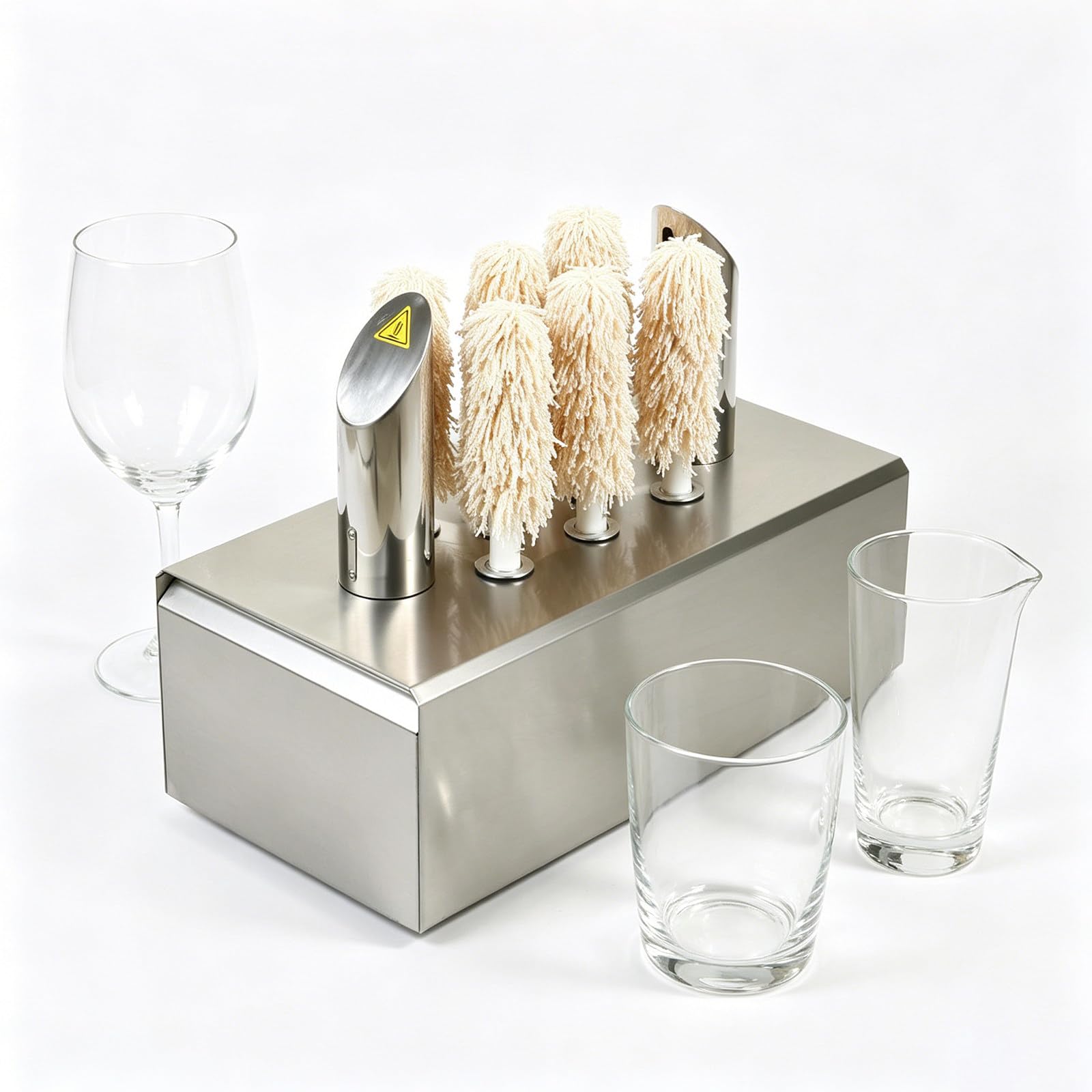 Máquina Secadora Y Pulidora Copas, limpieza 360° sin ángulos muertos, alta velocidad, transparencia cristalina, cepillos desmontables. Para copas de vino y champán en salones y cocinas 8Head