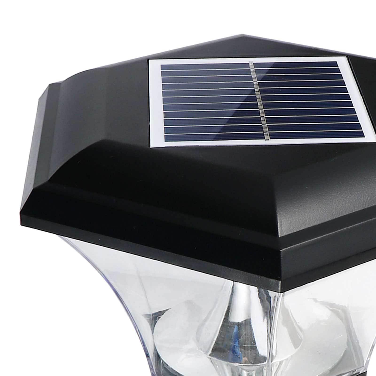 STOBAZA Farolas Solares Exterior de Jardín Control Inteligente de Luz, Diseño Simple en Plástico Negro, Luces de Pilar de Patio Resistentes al Agua y Ahorro Energético