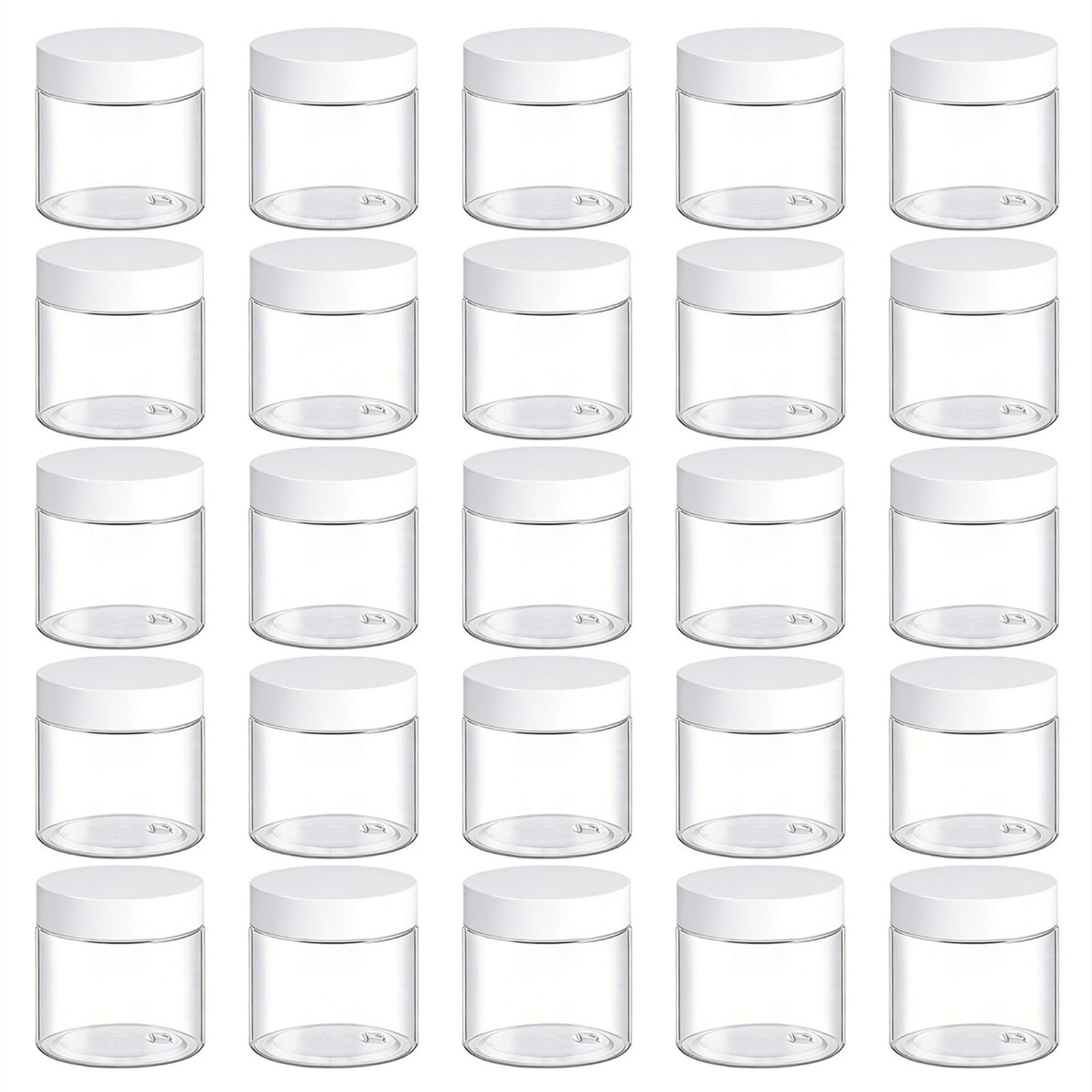 TUZAZO 24 Pack 2 Oz Plastic Jars with White Lids, 2oz Small Plastic Containers with Lids for Cosmetic Makeup Beauty Products, Slime, Sample, Travel,