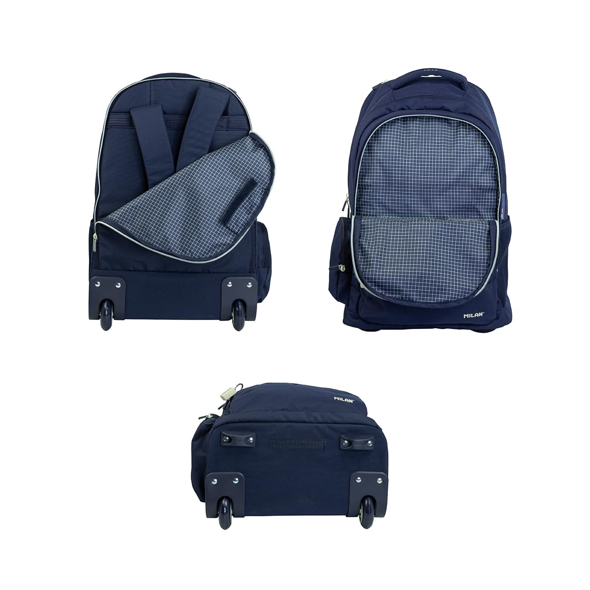 MILAN Mochila con ruedas 6 cremalleras (25L) serie 1918, azul marino