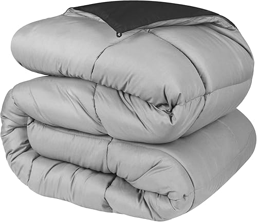 Grand Down All Season Cobertor reversible con lado inferior alternativo, Sintético, Negro  Gris, Full Queen