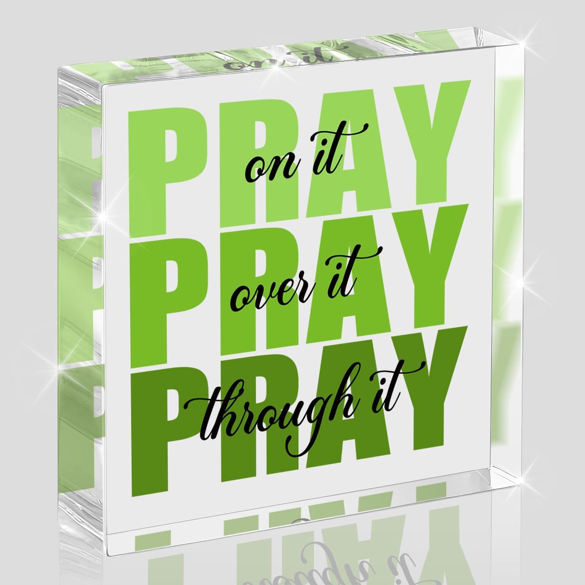 Green Room Decor, Inspirational Christian Gifts for Women, Green Dorm Bathroom Room Decoration, Office Decor for Women, Acrylic Office Desk Accessories Decoration Wall Art Sign - Pray through it
