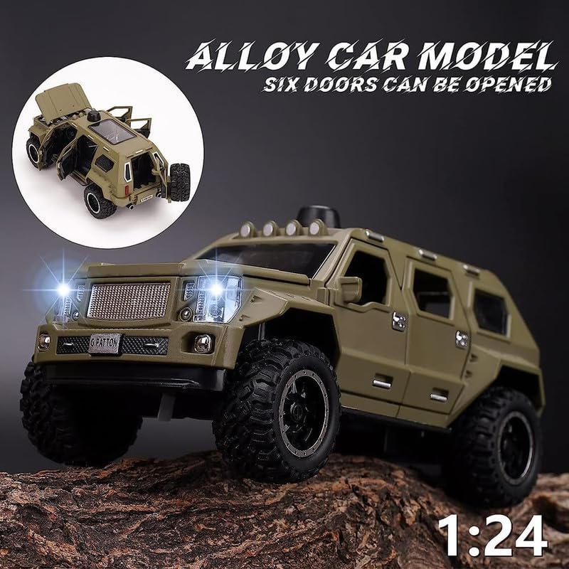 Image of New 1:24 G Pattong Diecast Alloy Metal Pull Back Car with Openable Doors Music Sound and Light Vehicle Toy Car for Kids Boys (Yellow)