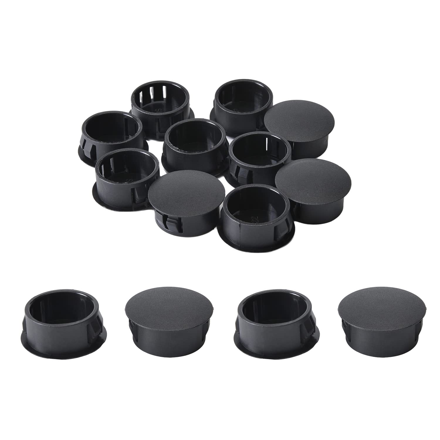 Fielect Lochstopfen 12,7 Mm - 20 Stück, Schwarz, Nylon, Für Möbel & Elektrokästen
