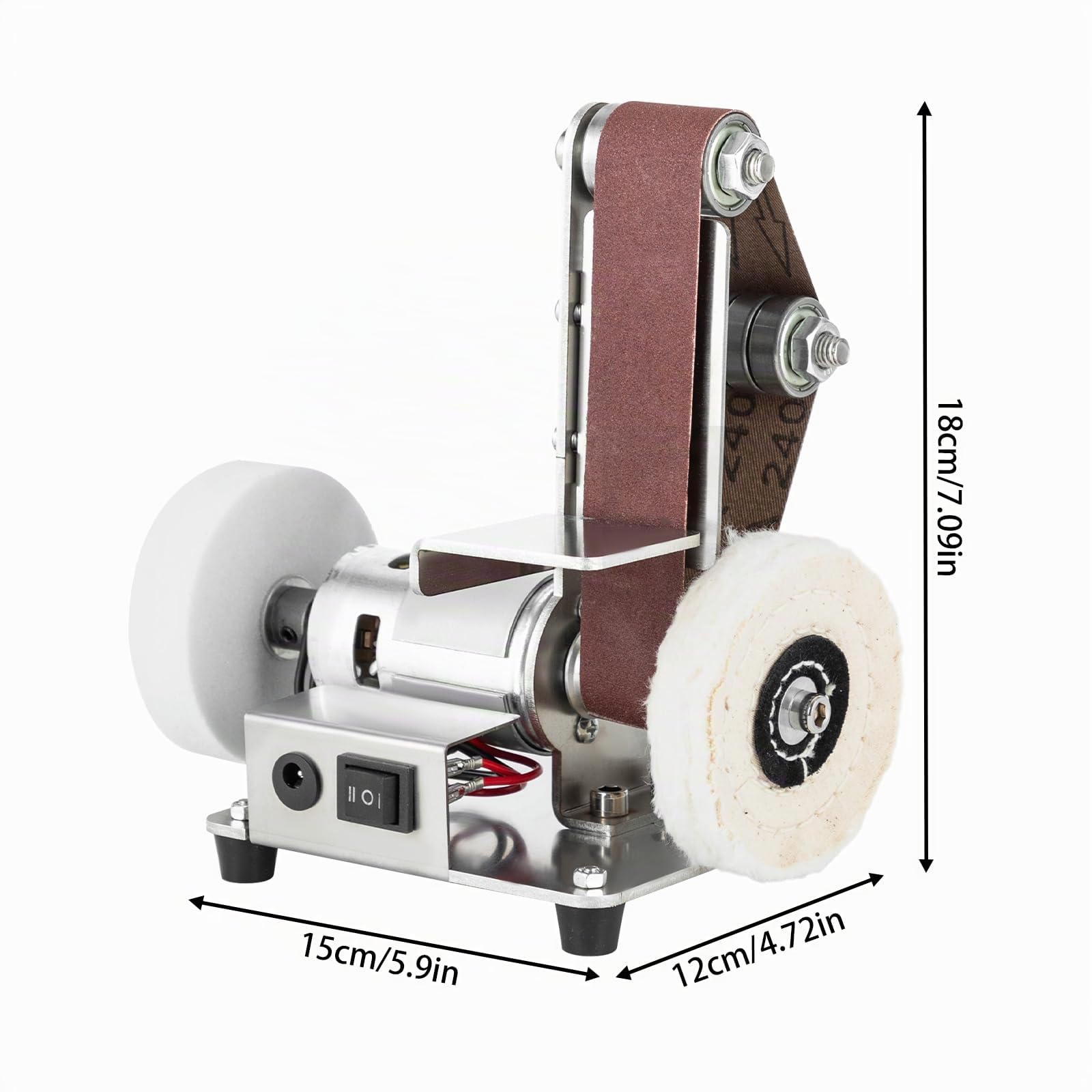 Mini levigatrice a nastro, levigatrice elettrica da tavolo a 7 marce, lucidatrice fai da te, 4000 – 9000 giri/min, levigatrice a nastro per metallo e legno