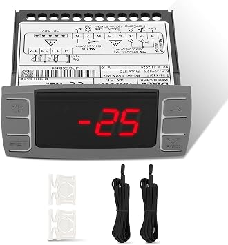 for Dixell XR06CX-4N1F1 Temperature Controllers, Programmable Digital Thermostat with Sensor Probe Fit for 120V 50-60hz Commercial Refrigerators/Freezer Includes Mounting Hardware