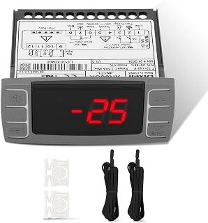 for Dixell XR06CX-4N1F1 Temperature Controllers, Programmable Digital Thermostat with Sensor Probe Fit for 120V 50-60hz Commercial Refrigerators/Freezer (Includes Mounting Hardware)