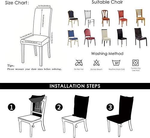 Miniatura 2 de FORCHEER Juego de 4 fundas para sillas de comedor, elásticas, blancas, para sillas Parson, 4 piezas, lavables, extraíbles