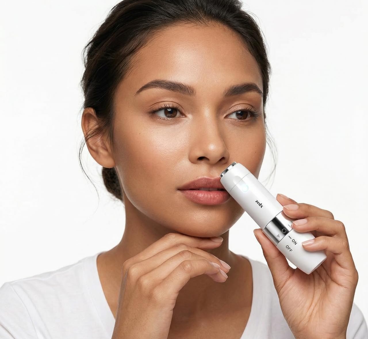zedx Electric Hair Remover for Women Face, Mini Trimmer for Upper Lips, Chin & Peach Fuzz, Instant & Painless (White)-image-22