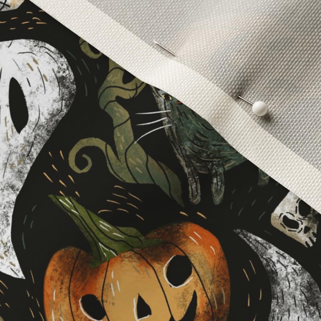 Spoonflower Fabric - Halloween Party Vintage Spooky Witch Witchcraft Magic Ghost Lanterns Printed on Upholstery Velvet Fabric Fat Quarter - Upholstery Home Decor Bottomweight Apparel