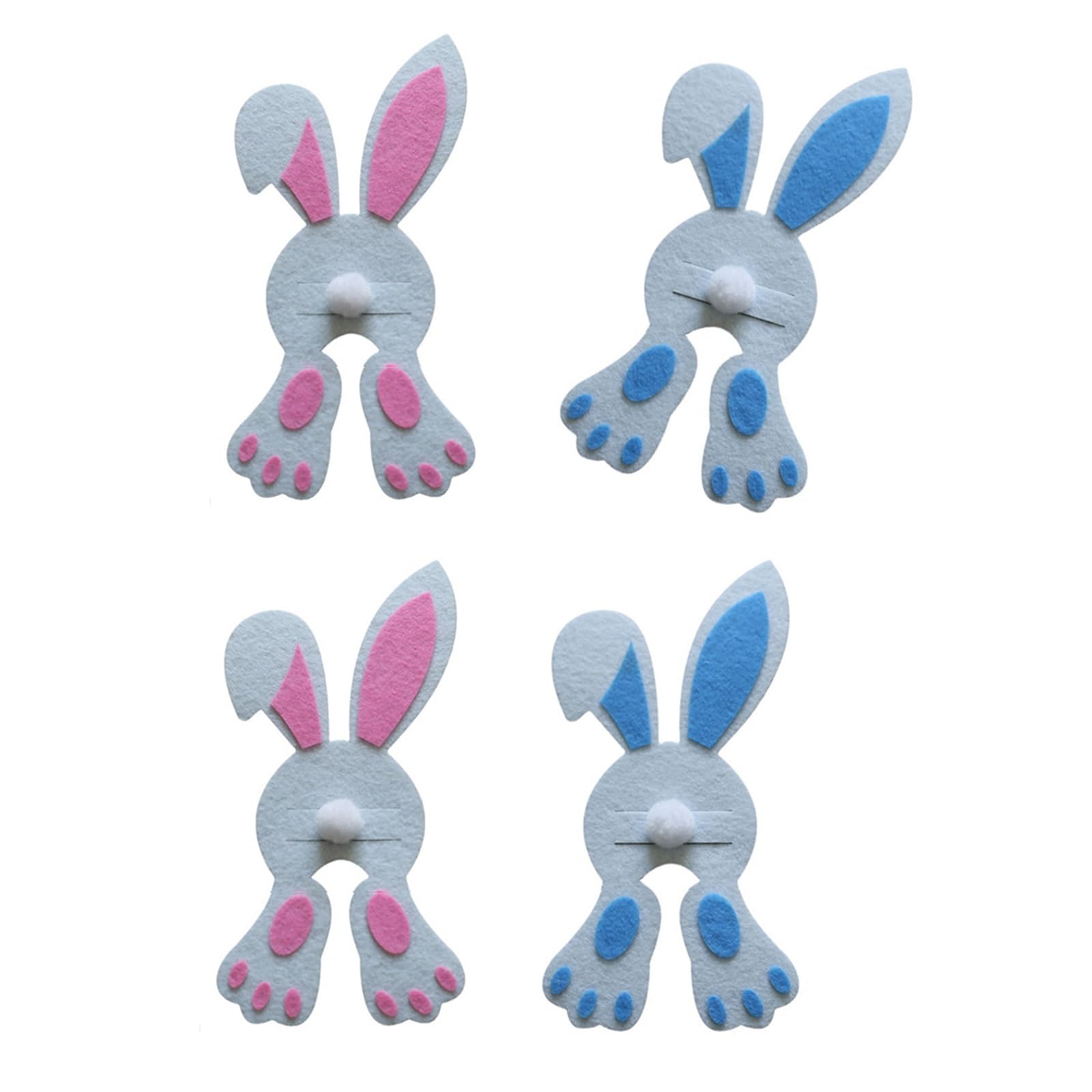 carotoe 4Pcs Rabbits Shape Pocket Cutlery Bag Easters Silverware Holder Tableware Decorations Cutter Fork Flatware Bags Gift Rabbits Shape Pocket Cutlery Bag Decoration Supplies Friend