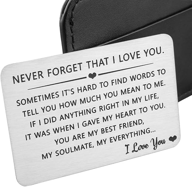 Husband Christmas Stocking Wallet Card, Sturdy and Lightweight, Made of Stainless Steel, Fits Credit Cards, Measures 3.35 x 2.13 x 0.027 Kg