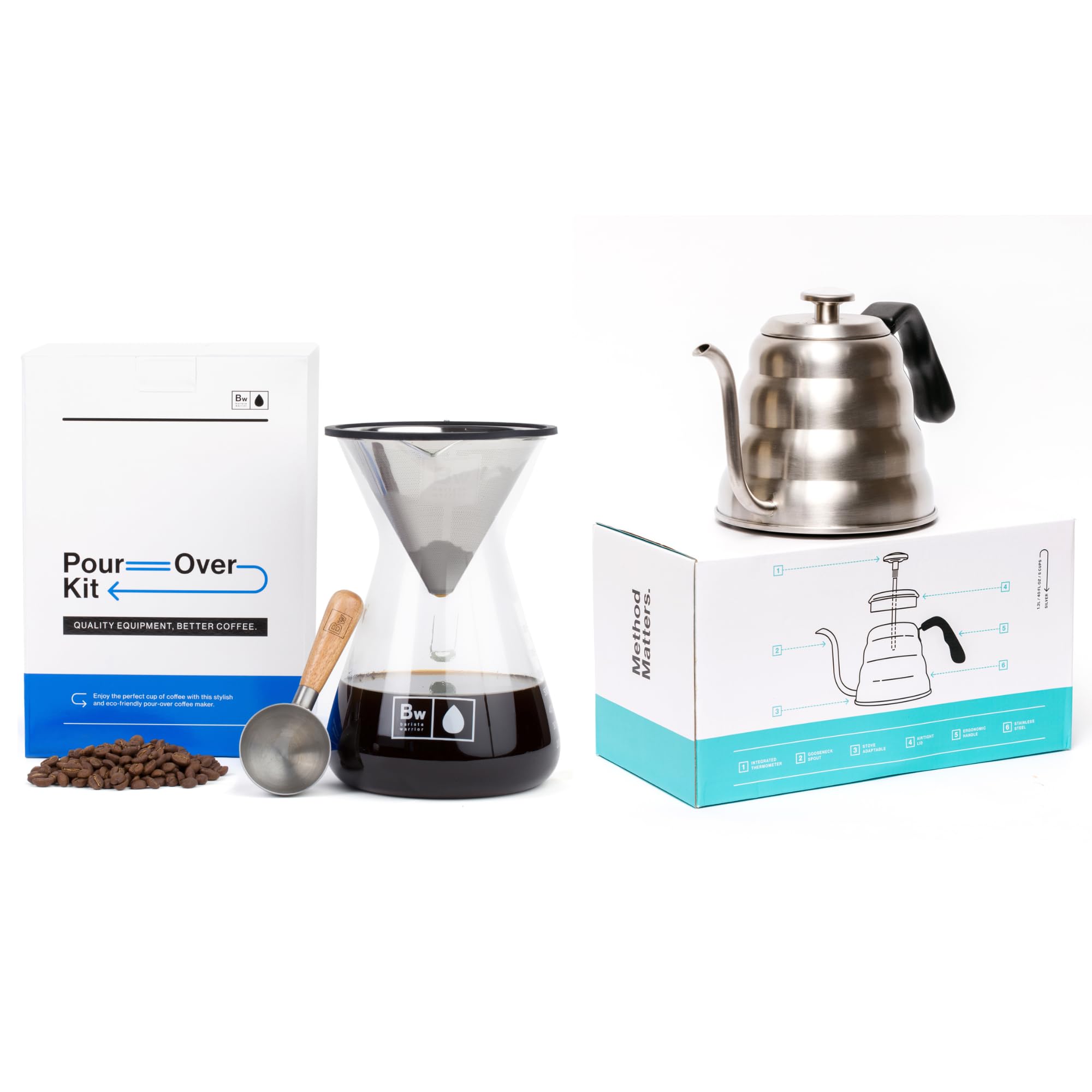 Barista Warrior Pour Over Kettle & Pour Over Coffee Maker Set