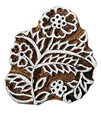  Knitwit Handblockdruck Holz Indian Holz Stempel Blumen Braun Textil Geschnitzt Stempel