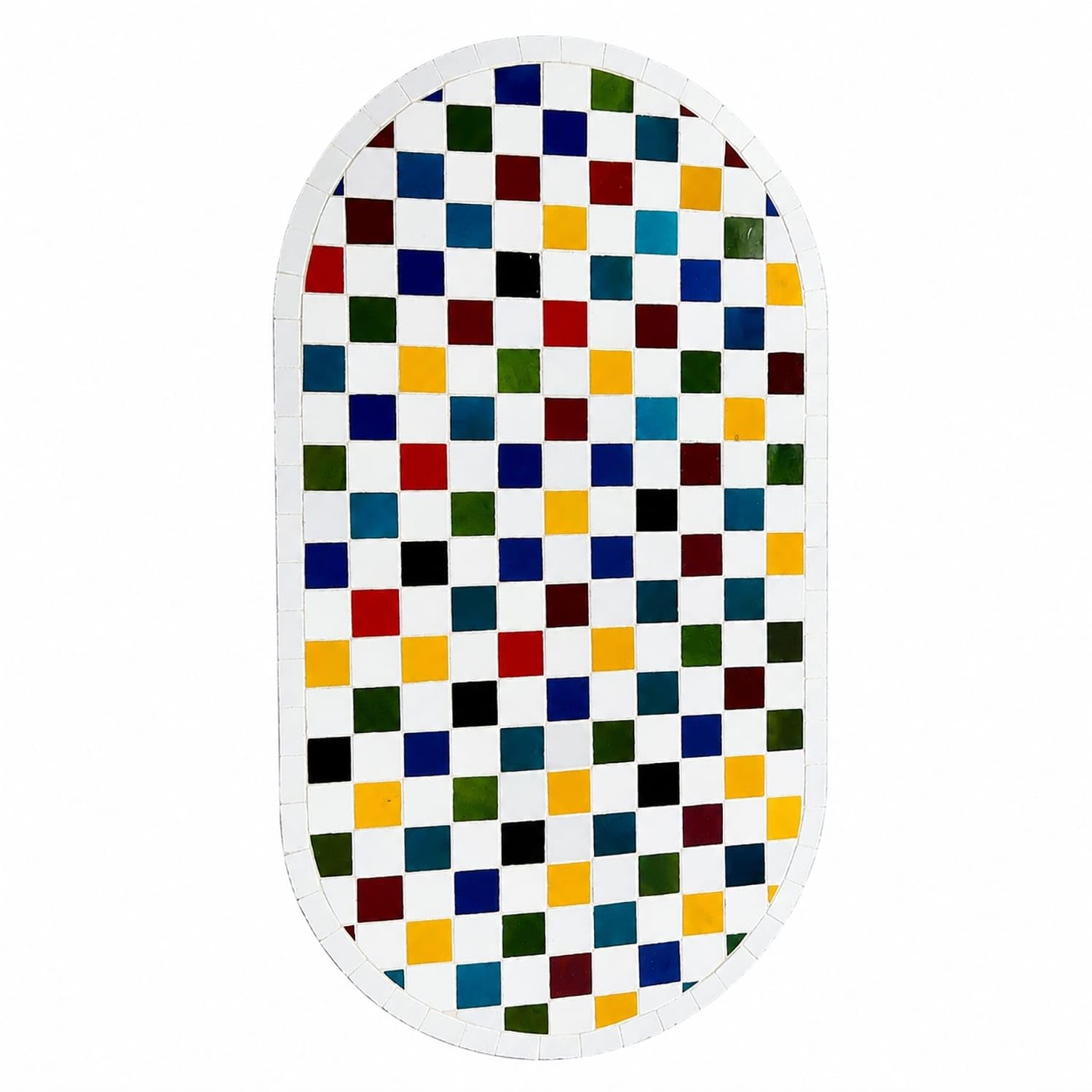 Generico Tavolo in Ferro Battuto con Mosaico Multicolore in Pietra Naturale + 4 Sedie-Fatto a Mano-Arredo Interno ed Esterno-2306261201