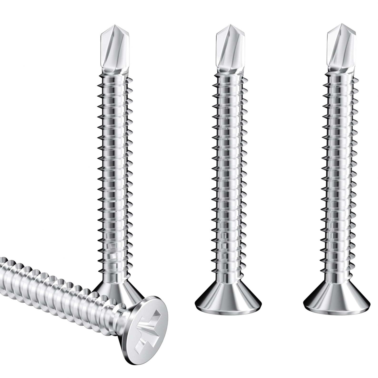 60 PCS Stainless Steel Self Drilling Self Tapping Metal Screws for Iron Sheets, Furniture, Steel Tiles (M4.2 * 32mm)