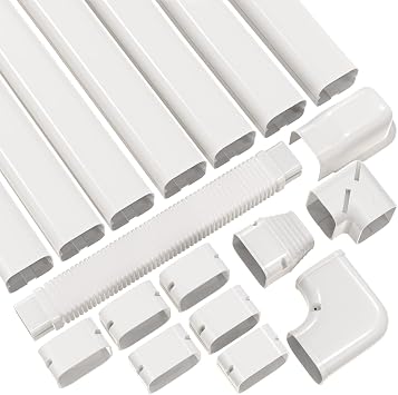 Forestchill 3in 25ft Decorative PVC Line Set Cover Kit for Ductless Mini Split Air Conditioner, Central AC and Heat Pump Systems, Condenser Unit