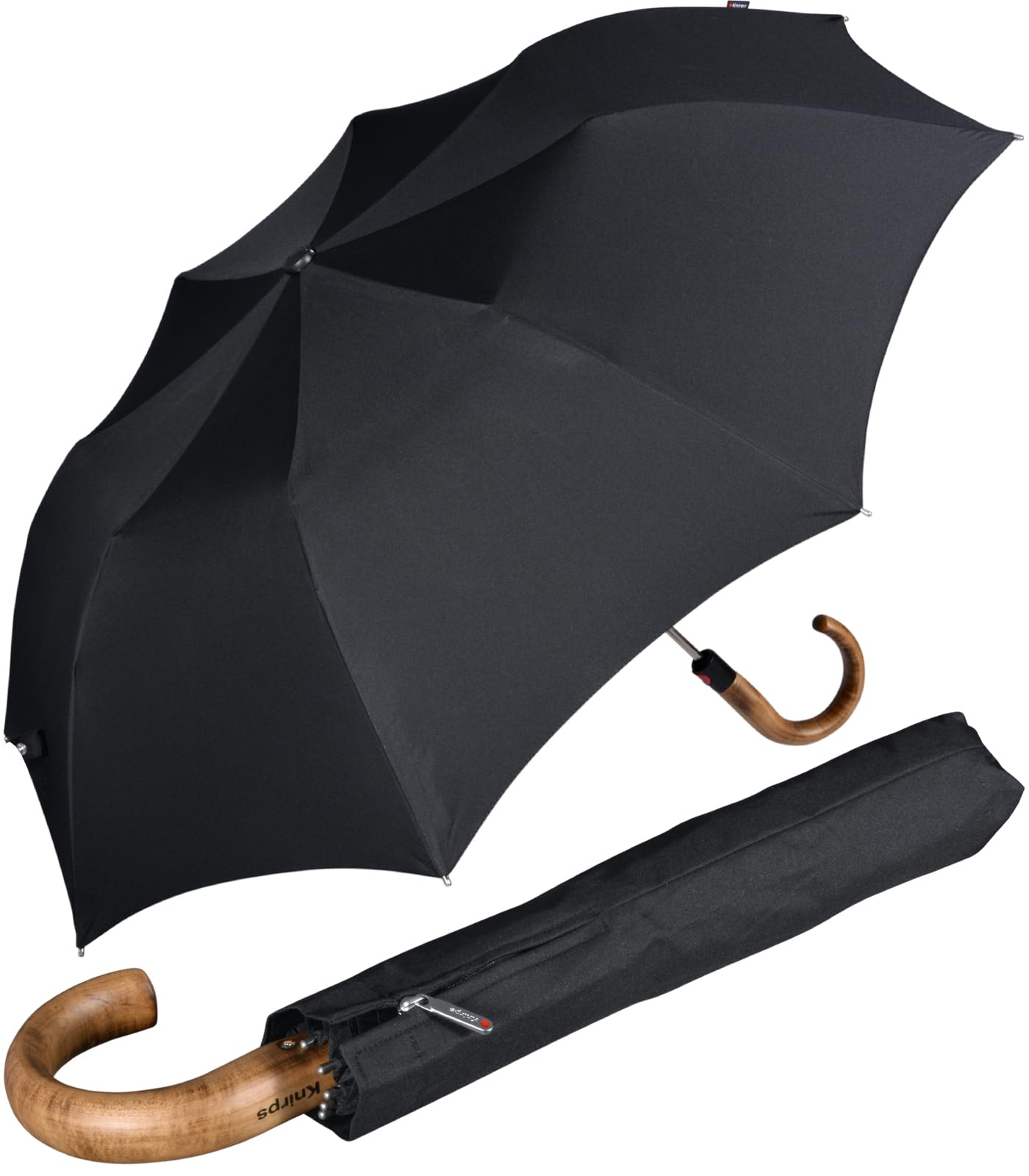 Knirps Topmatic SL 828 SteelLine Folding Umbrella Real Wood Black