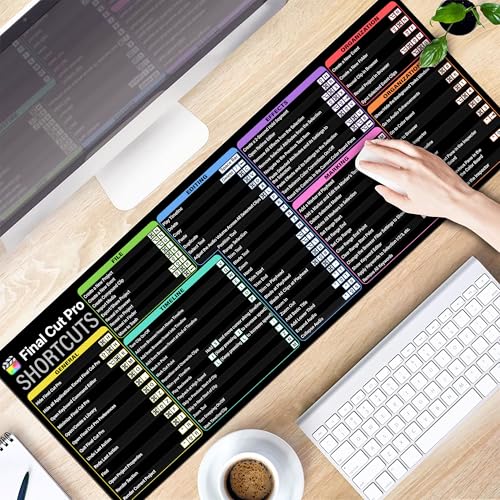 Image of Final Cut Pro Shortcuts Cheat Sheet Mouse Mat KMH Mouse Pad for Mac Users Editors Creators, Large Desk Mat, Producer Mousepad, Essential Computer Accessories for Study, Work, and Reference Purposes