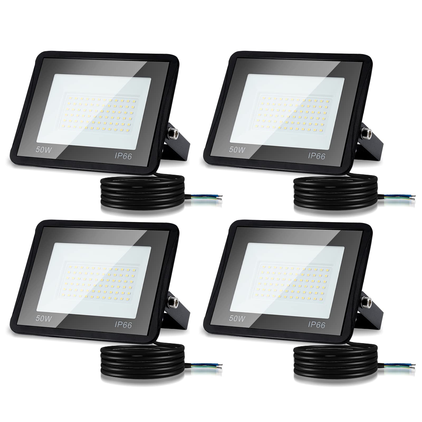 Reflektor zewnętrzny LED, 4 x 50 W, 4250 lm, super jasny reflektor LED, 3000 K, ciepła biel, IP66, wodoszczelny reflektor zewnętrzny do drzwi, garażu, korytarza (bez wtyczki)