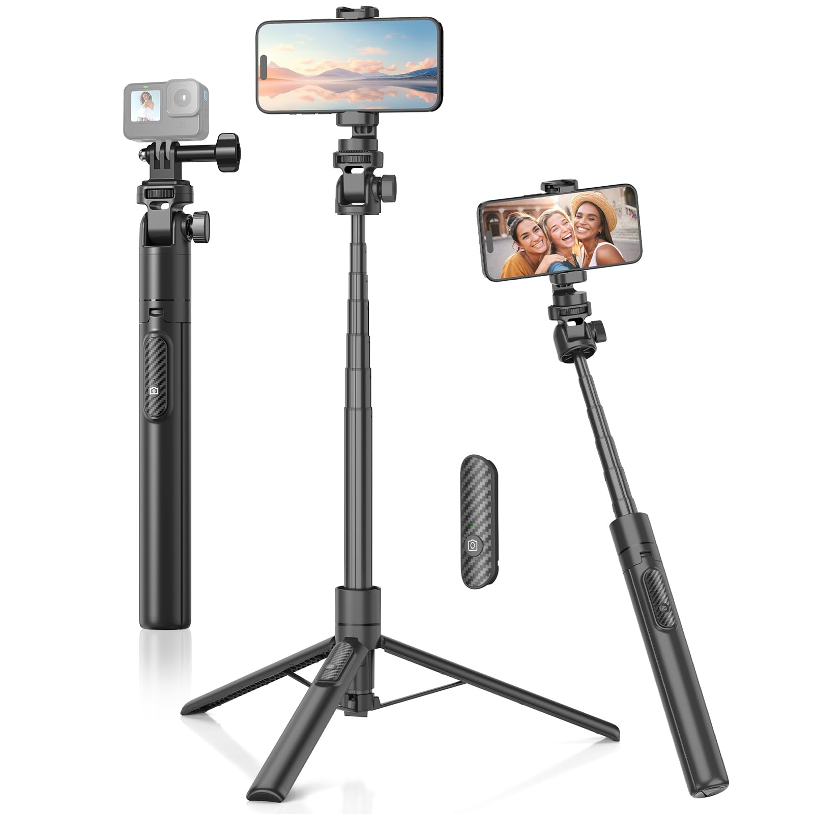 Amazon | Gahenwo 155cm スマホ 三脚/一脚【自撮り棒収納一体