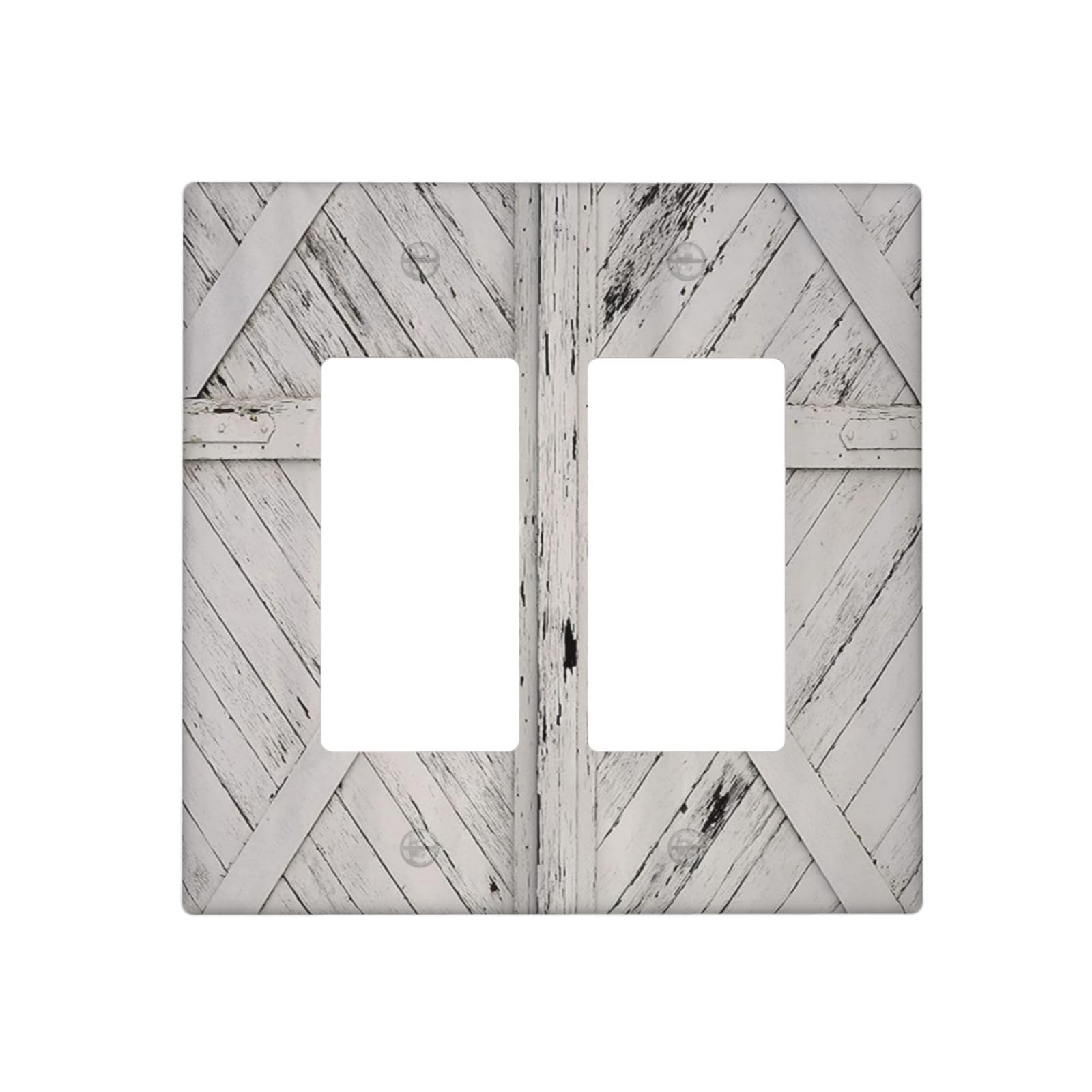 Wpshijia Farmhouse Barn Door Rustic Gray White Wooden Double Rocker ...