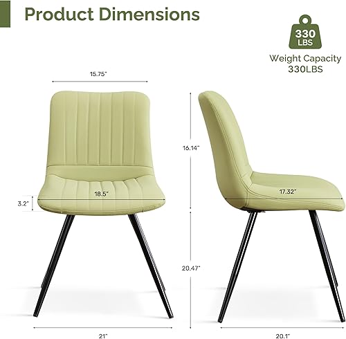 Miniatura 2 de Juego de 2 sillas de comedor, modernas sillas de comedor con cojines gruesos, sillas tapizadas de piel sintética para cocina, comedor con patas de