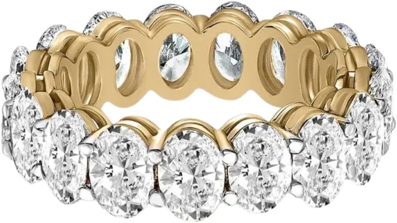 Oval Cut Eternity Lab Grown Diamond Band (D/E/F COLOR | VVS2/VS1 CLARITY) 10K 14K 18K White Diamond Engagement Band Lab Grown Diamond Wedding Anniversary Promise Band Christmas Gift For Women