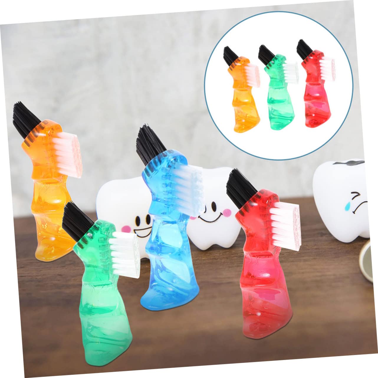 POPETPOP Set 3pezzi Spazzole Pulizia Protesi Dentaria Mini Portatili Multi-funzionali Superficie Liscia per Igiene Orale Domestica