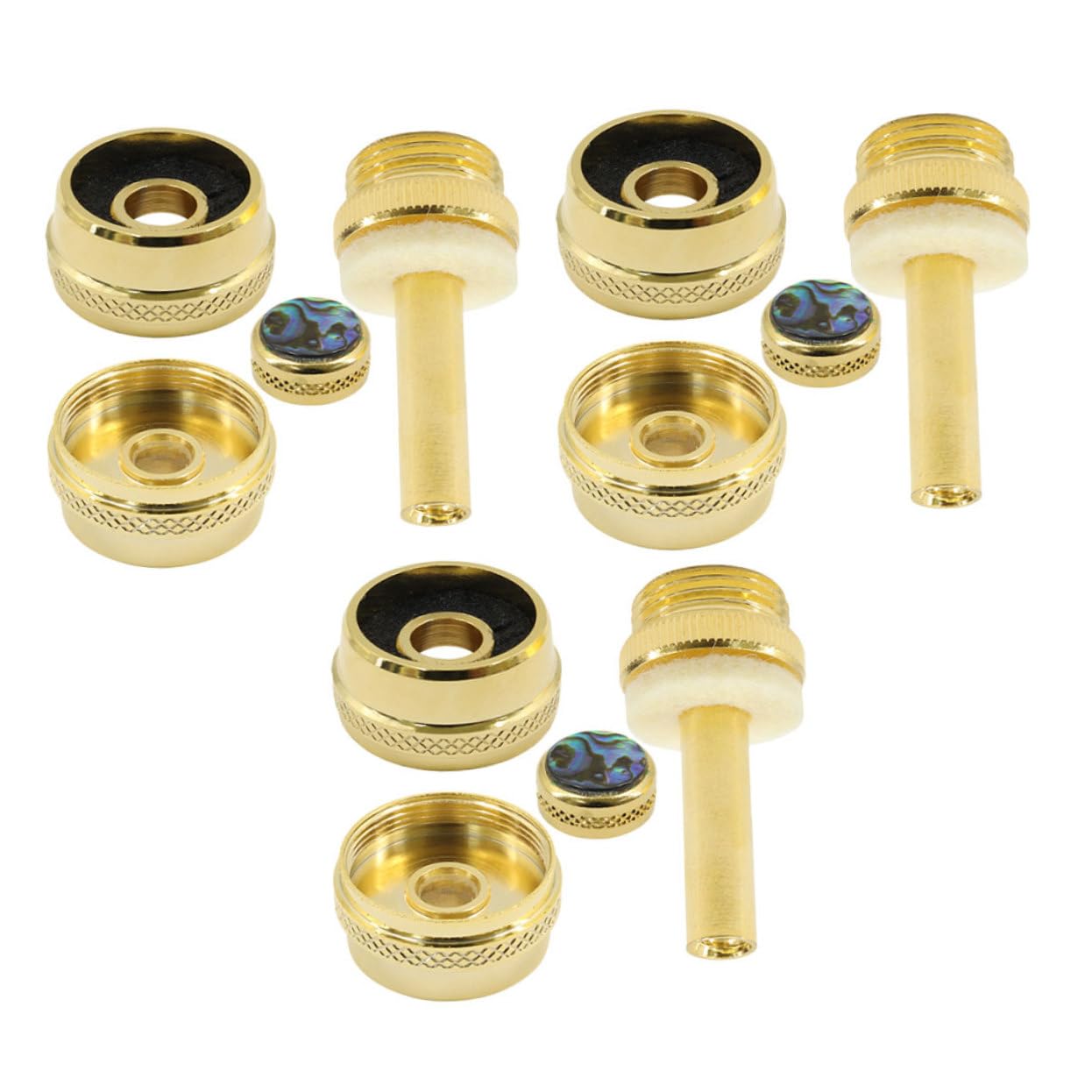 BESTonZON Botones para Válvulas de Trompeta, Metal Dorado, Tapas Inferiores y Varillas, Repuesto Portátil para Reparación de Trompeta
