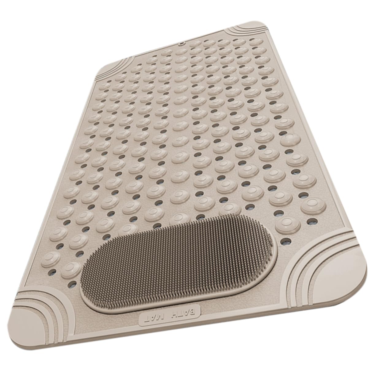 Hemobllo Alfombrilla Antideslizante Para Ducha 36x70 Cm Color Beige, Goma Resistente Con Ventosas, Masaje y Exfoliación De Pies, Soporte Para Baño Multifuncional, Alfombrilla De Baño Segura y Práctica
