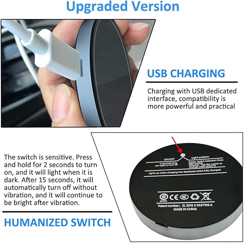 Miniatura 5 de Luces LED para portavasos de automóvil, paquete de 2 posavasos para automóvil, 7 colores cambiantes, alfombrilla de carga USB, almohadilla