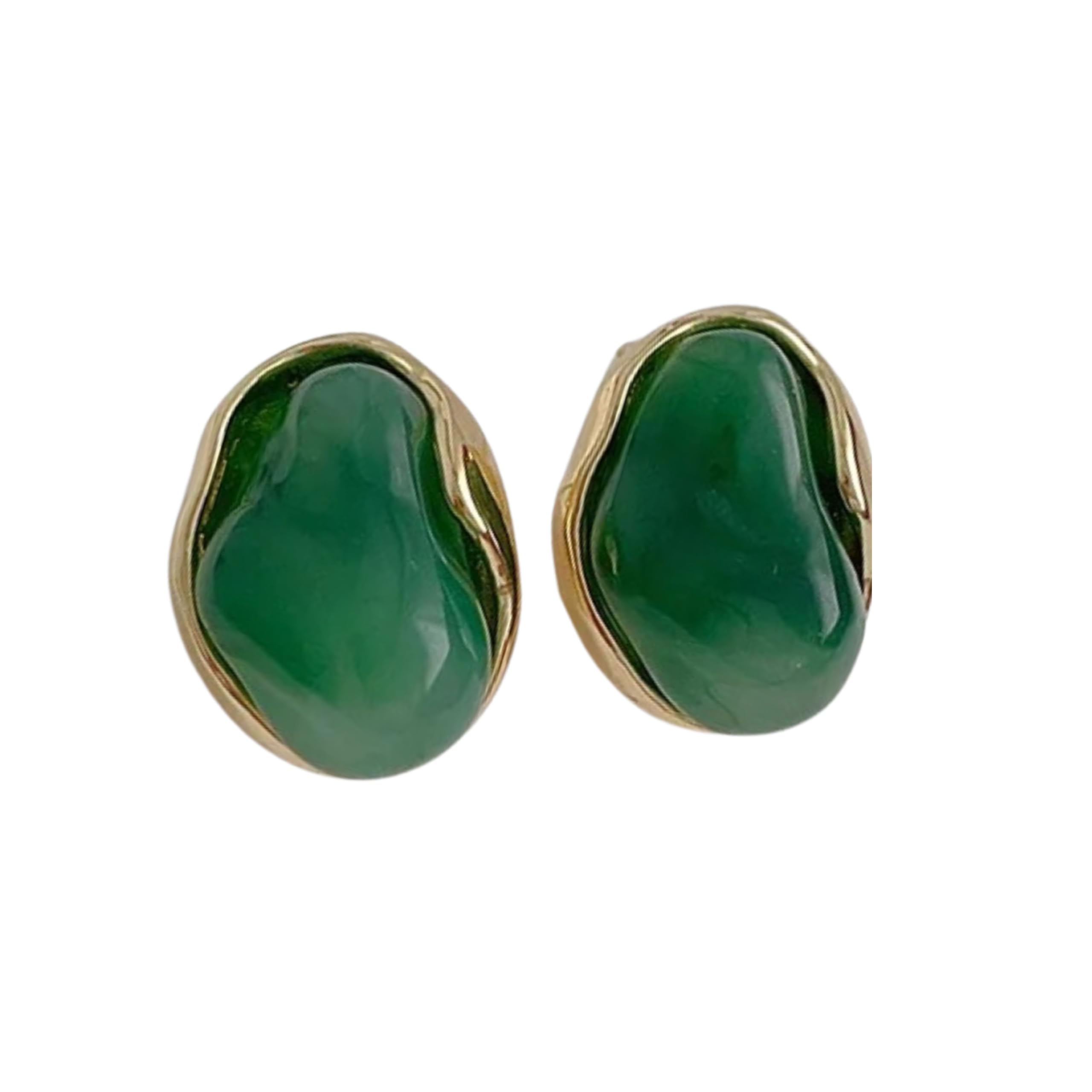 MARIA BONITAGreen Stud Resin Earrings, Zinc Alloy, Trendy Jewelry For Women