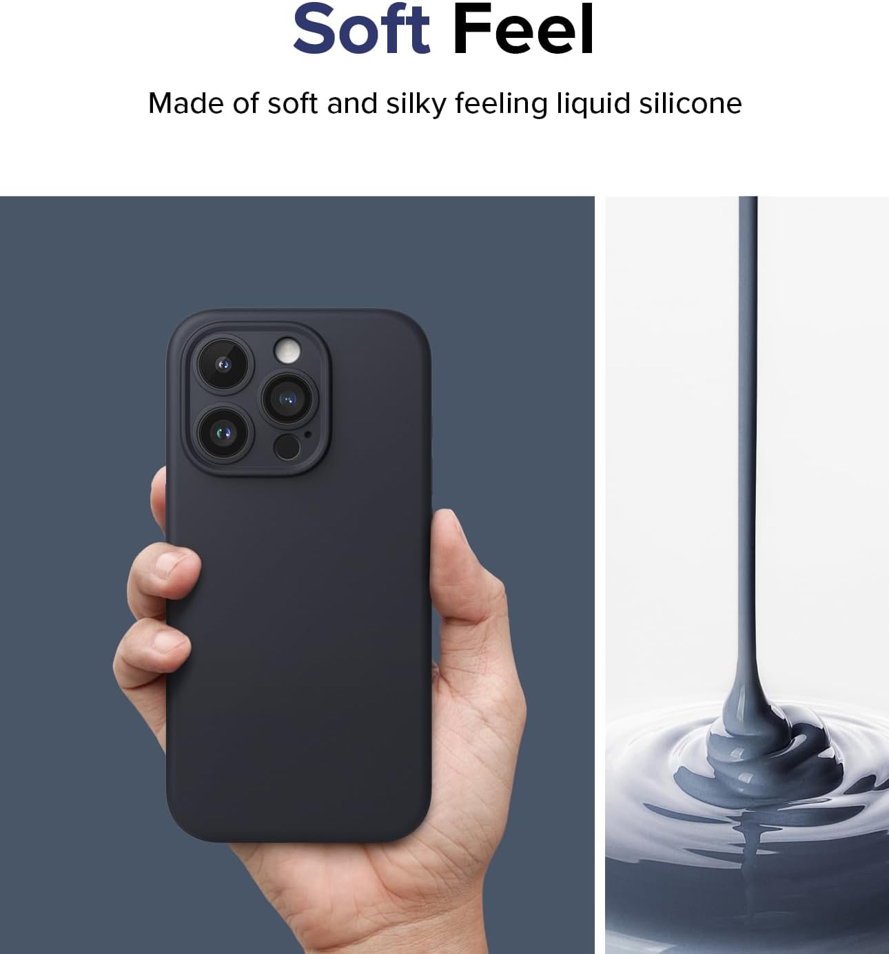 Ringke Silicone Magnetic [Compatible with MagSafe] Designed for iPhone 15 Pro Case, Feels Velvety Lightweight Slim Cute Soft Phone Cover for Women, Men - Deep Blue