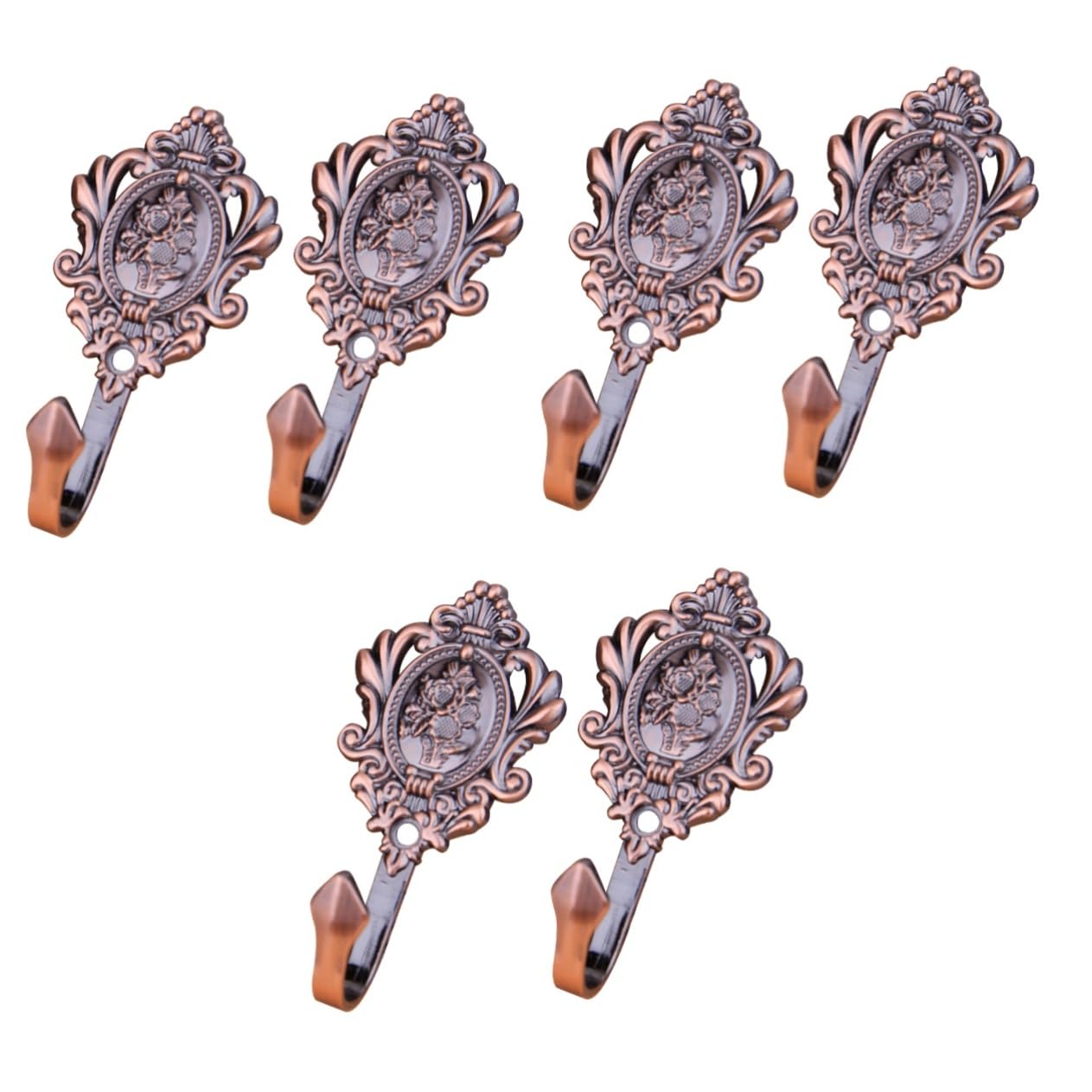 Ganchos vintage de aleación de zinc para colgar cortinas y toallas con diseño retro de rosas